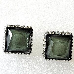 Geometric Sage Green Stud Earrings